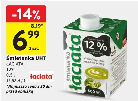 Śmietanka UHT 12% promocja w Intermarche
