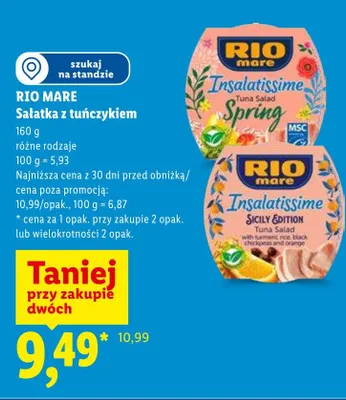Sałatka z tuńczykiem Rio Mare Insalatissime promocja w Lidl