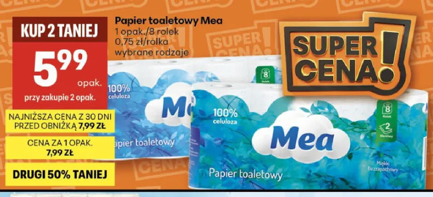 Papier toaletowy Mea promocja w Delikatesy Centrum