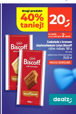 Czekolada z kremem ciasteczkowym Lotus Biscoff milk chocolate promocja w Dealz
