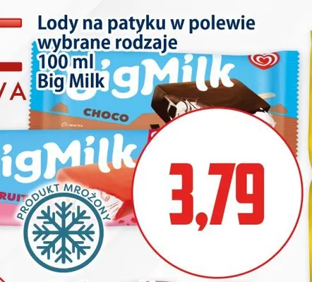 Lody na patyku w polewie Big Milk promocja w Kupiec