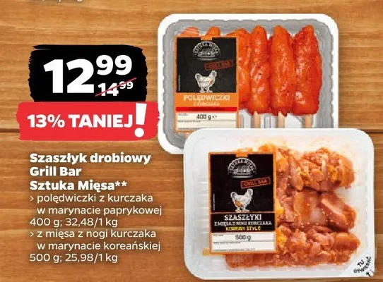 Szłyk drobiowy polędwiczki z kurczaka w marynacie paprykowej Grill Bar Sztuka Mięsa promocja w Netto
