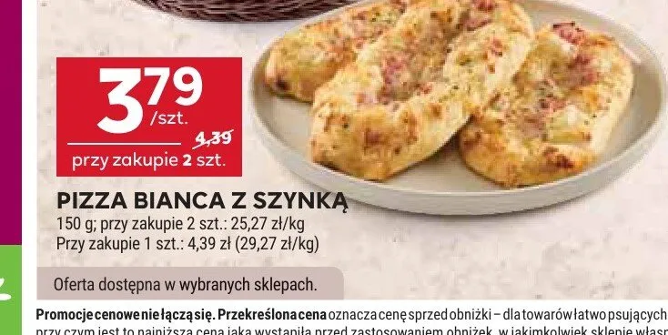 Pizza bianca z szynką promocja w Stokrotka