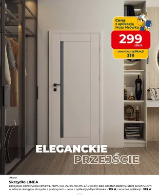 Skrzydło drzwiowe pokojowe z podcięciem Voster Linea promocja w PSB Mrówka
