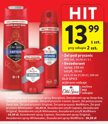 Dezodorant spray Whitewater Old Spice promocja w Intermarche