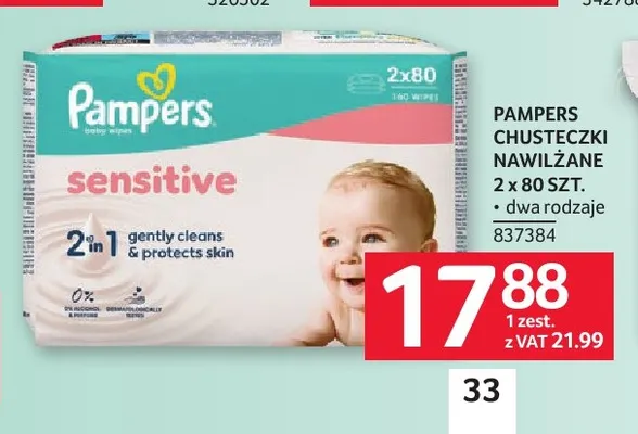 Chusteczki nawilżane Pampers 2x80 szt. promocja w Selgros