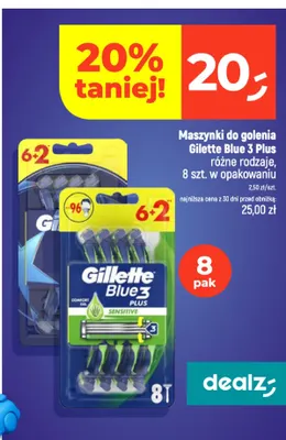 Maszynki do golenia Gillette Blue 3 Plus Sensitive 8-pak promocja w Dealz