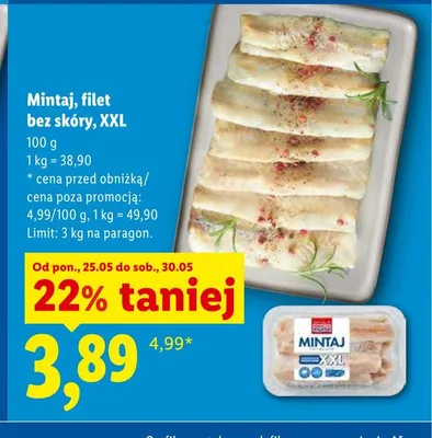 Mintaj filet bez skóry XXL promocja w Lidl