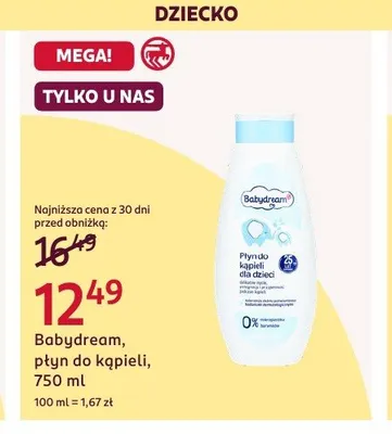 Płyn do kąpieli dla dzieci Babydream promocja w Rossmann