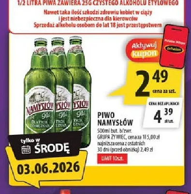 Piwo Namysłów promocja w Arhelan