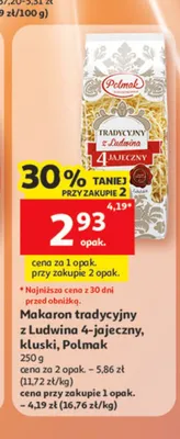 Makaron tradycyjny z Ludwina 4-jajeczny kluski Polmak promocja w Auchan