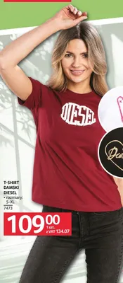 T-shirt damski Diesel rozmiary S-XL promocja w Selgros