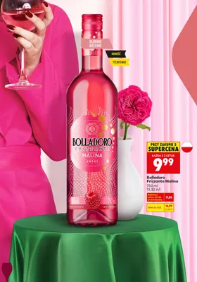 Wino musujące Frizzante Malina Sweet promocja w Biedronka