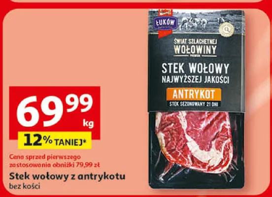 Stek wołowy z antrykotu bez kości promocja w Auchan