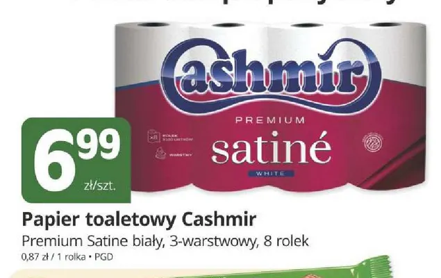 Papier toaletowy Cashmir Premium Satine biały 3-warstwowy 8-pak promocja w Marketvita