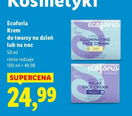 Krem Ecoforia do twarzy na dzień Illuminating promocja w Lidl
