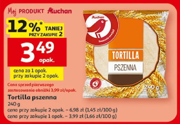 Tortilla pszenna Auchan promocja w Auchan