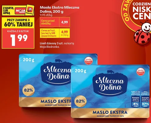 Masło Ekstra Mleczna Dolina promocja w Biedronka