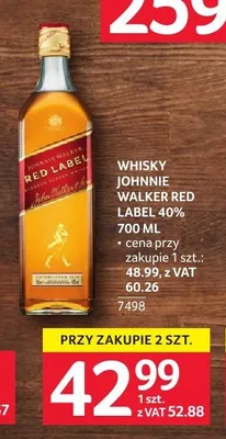 Whisky Johnnie Walker Red Label 40% promocja w Selgros
