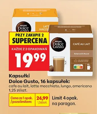 Kapsułki do kawy Dolce Gusto Cafe Au Lait promocja w Biedronka