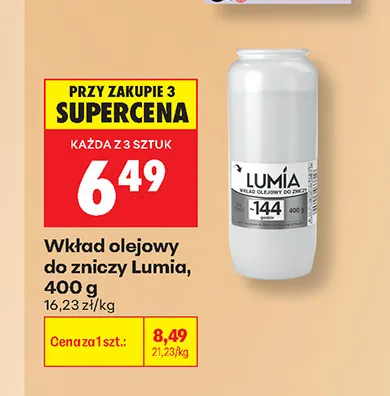 Wkład olejowy do zniczy Lumia promocja w Biedronka