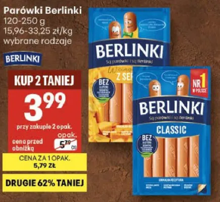Parówki Berlinki promocja w Delikatesy Centrum