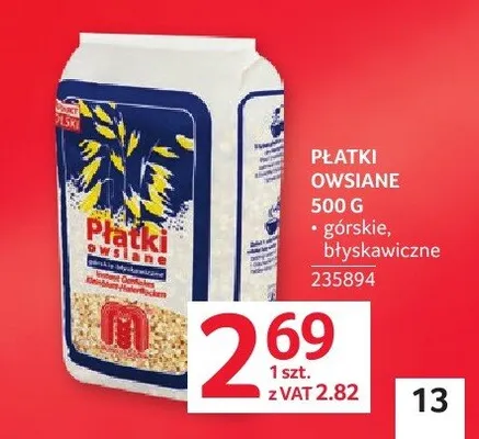 Płatki owsiane promocja w Selgros