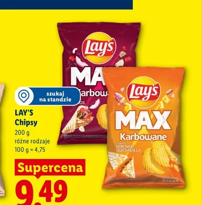 Chipsy Lay's Max Karbowane — wariant nieczytelny promocja w Lidl