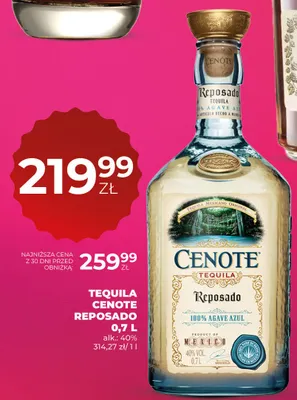 Tequila Cenote Reposado alk. 40% promocja w Duży Ben
