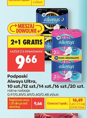 Podpaski Always Ultra promocja w Biedronka