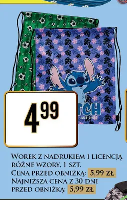 Worek z nadrukiem i licencją promocja w Dino