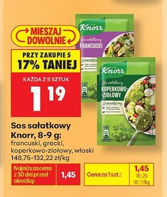 Sos sałatkowy francuski Knorr promocja w Biedronka