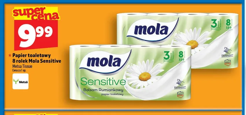 Papier toaletowy 8-pak Mola Sensitive promocja w TOPAZ