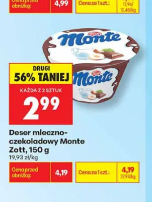 Deser mleczno-czekoladowy Monte Zott promocja w Biedronka