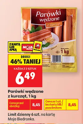Parówki wędzone z kurcząt promocja w Biedronka