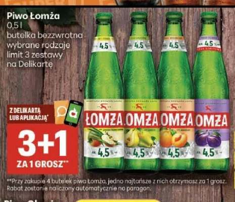 Piwo Łomża 4,5% Śliwka promocja w Delikatesy Centrum