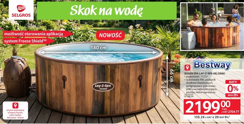 Basen SPA Bestway Lay-Z-Spa Helsinki 1123l promocja w Selgros