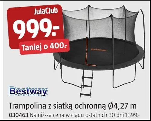 Trampolina z siatką ochronną Bestway Ø4,27m promocja w Jula
