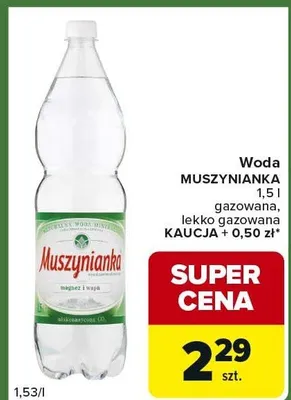 Woda Muszynianka gazowana, lekko gazowana promocja w Carrefour Express