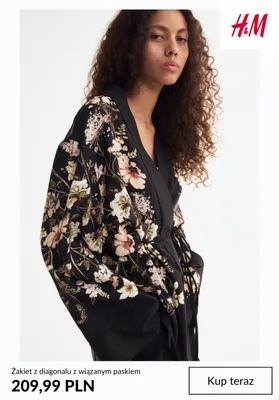 Żakiet z diagonalu z wiązanym paskiem H & M promocja w H&M