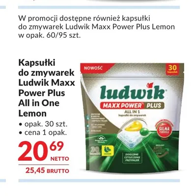Kapsułki do zmywarek Ludwik Maxx Power Plus All in One Lemon promocja w Makro