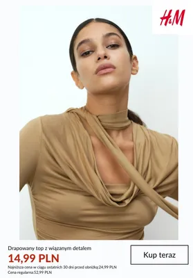Drapowany top z wiązanym detalem H&M promocja w H&M