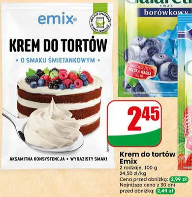 Krem do tortów Emix o smaku śmietankowym promocja w Dino