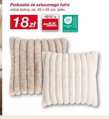 Poduszka ze sztucznego futra 45x45 cm promocja w KiK