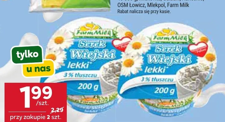 Serek wiejski lekki Farm Milk promocja w Stokrotka