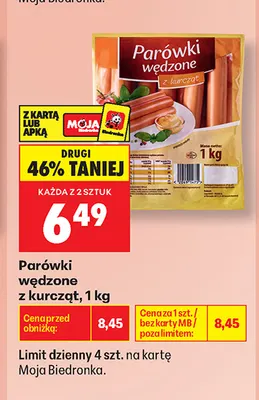 Parówki wędzone z kurcząt promocja w Biedronka