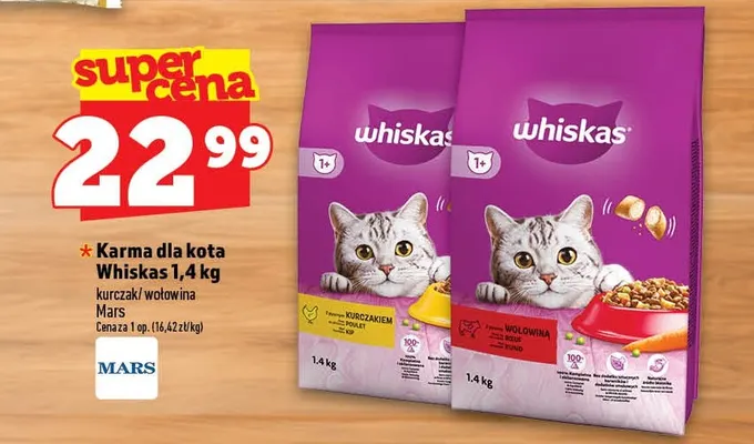 Karma dla kota Whiskas 1,4 kg wołowina promocja w TOPAZ