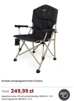Krzesło campingowe Regatta Great Outdoors Forza II szare promocja w Regatta