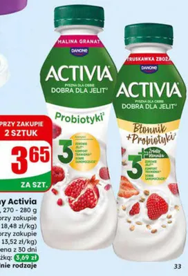 Jogurt pitny Activia Probiotyki promocja w Dino