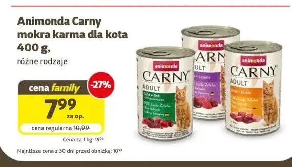 Mokra karma dla kota Animonda Carny Adult Rind + Huhn promocja w Super Zoo